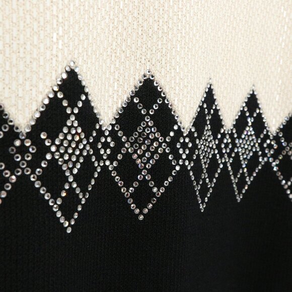 St. John Evening Black Ivory Paillette & Crystal Embellished Knit Jacket 6 - Picture 8 of 10